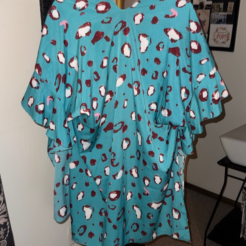 Teal Leopard Print Kimono Cardigan - Picture 4 of 4